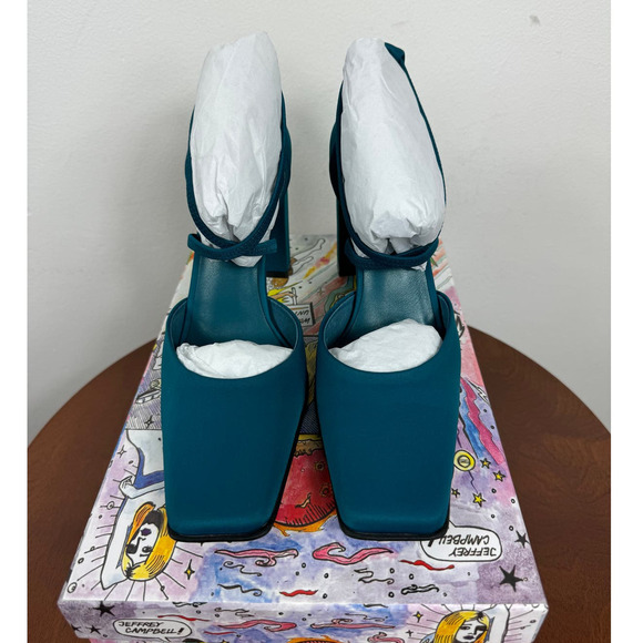 Jeffrey Campbell Popular Square-Toe Heel Pump in Dark Blue Neoprene Size 7 - Picture 3 of 9